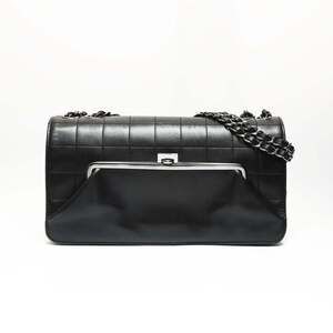 CHANEL 10 Series 2005-2006 Chocolate Bar Shoulder Bag in Black